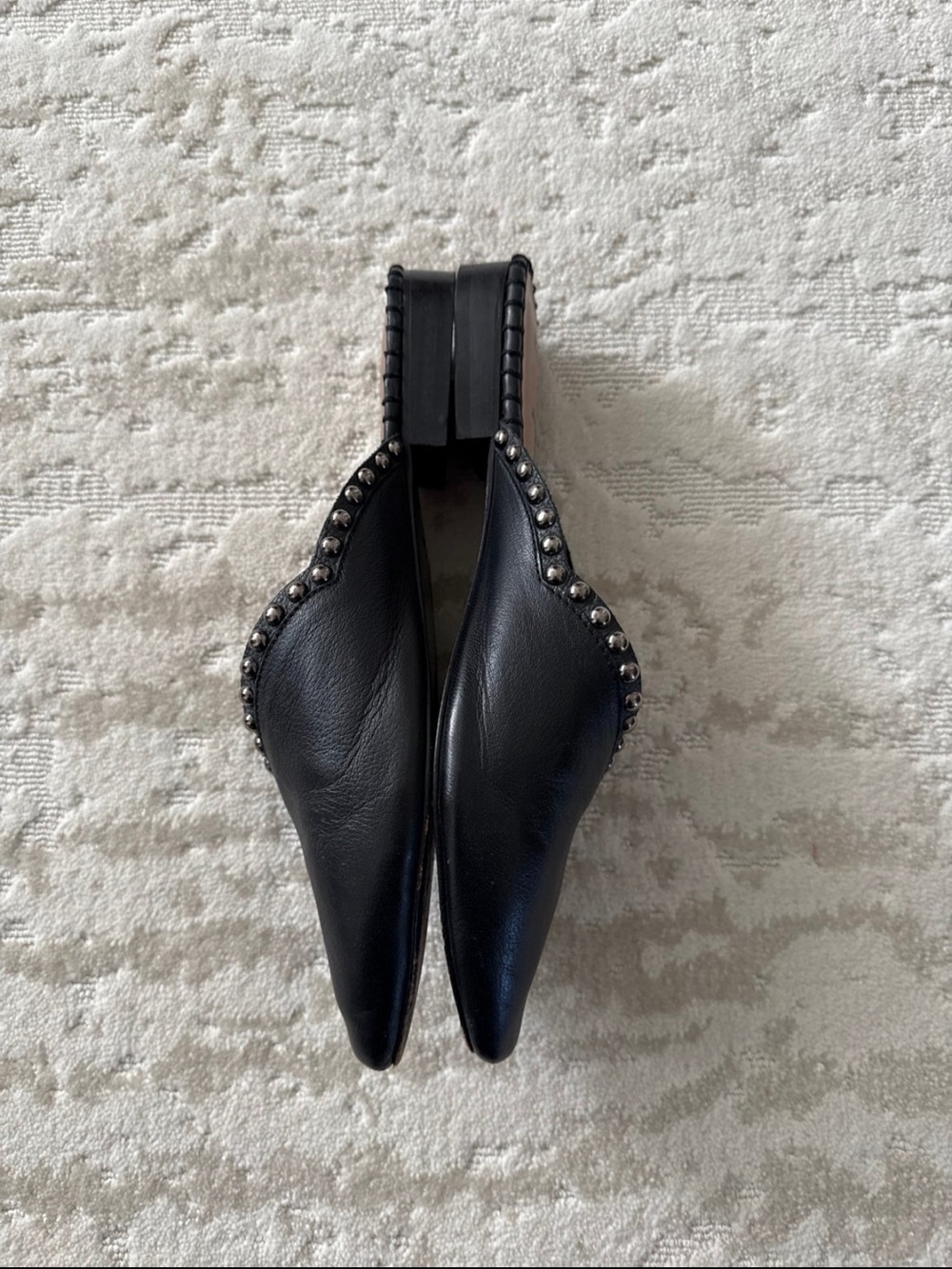 Free People Black Pointed Leather Mule w/Silver Stud Trim Size 9.5 or 40 - Picture 5 of 5